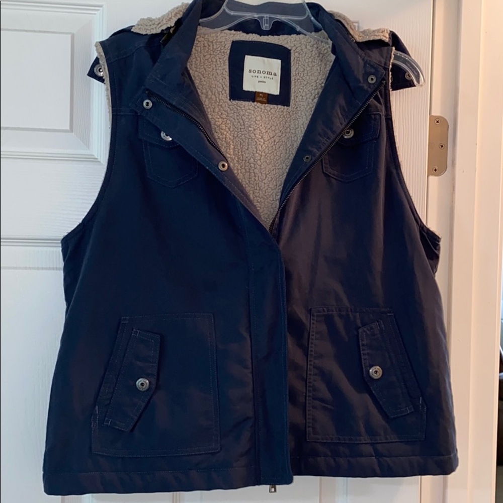 Blue vest with hood